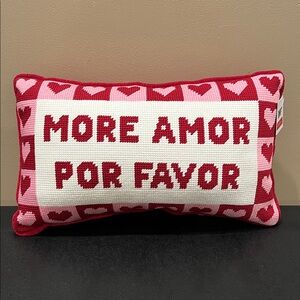 Bouffants & Broken Hearts | Needlepoint “More Amor Por Favor” Pillow 💕